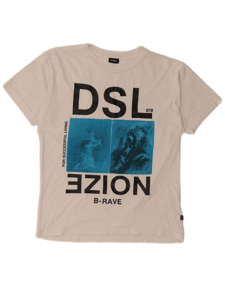 DIESEL Herren-T-Shirt mit Grafik, mittelweiße Baumwolle