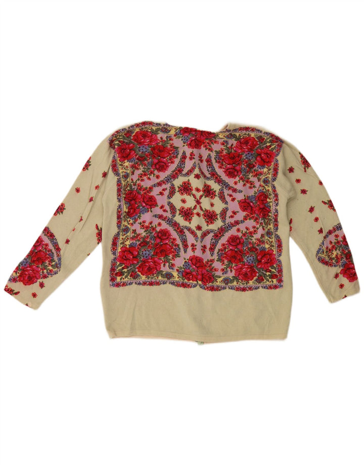Blumarine Damen-Cardigan-Pullover IT 46 Große mehrfarbige Blumenwolle