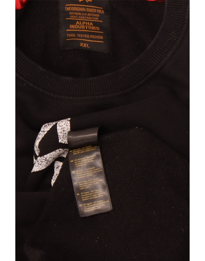 ALPHA INDUSTRIES Herren-Sweatshirt mit Grafik, 2XL, schwarze Baumwolle