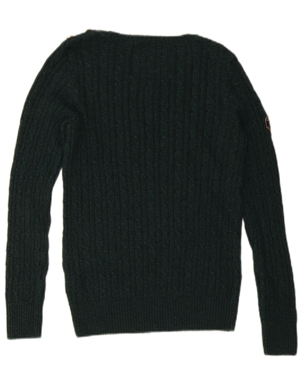 SUPERDRY Damen-Pullover mit U-Boot-Ausschnitt, Gr. 10, Small, Grün, Acryl