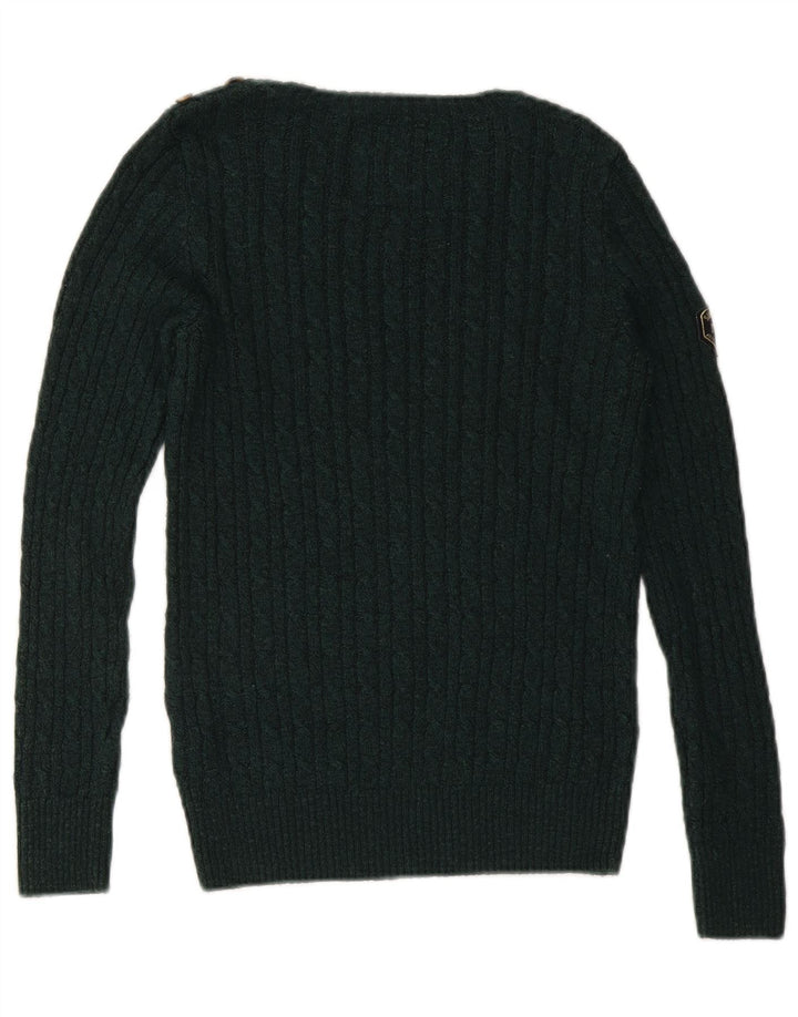 SUPERDRY Damen-Pullover mit U-Boot-Ausschnitt, Gr. 10, Small, Grün, Acryl