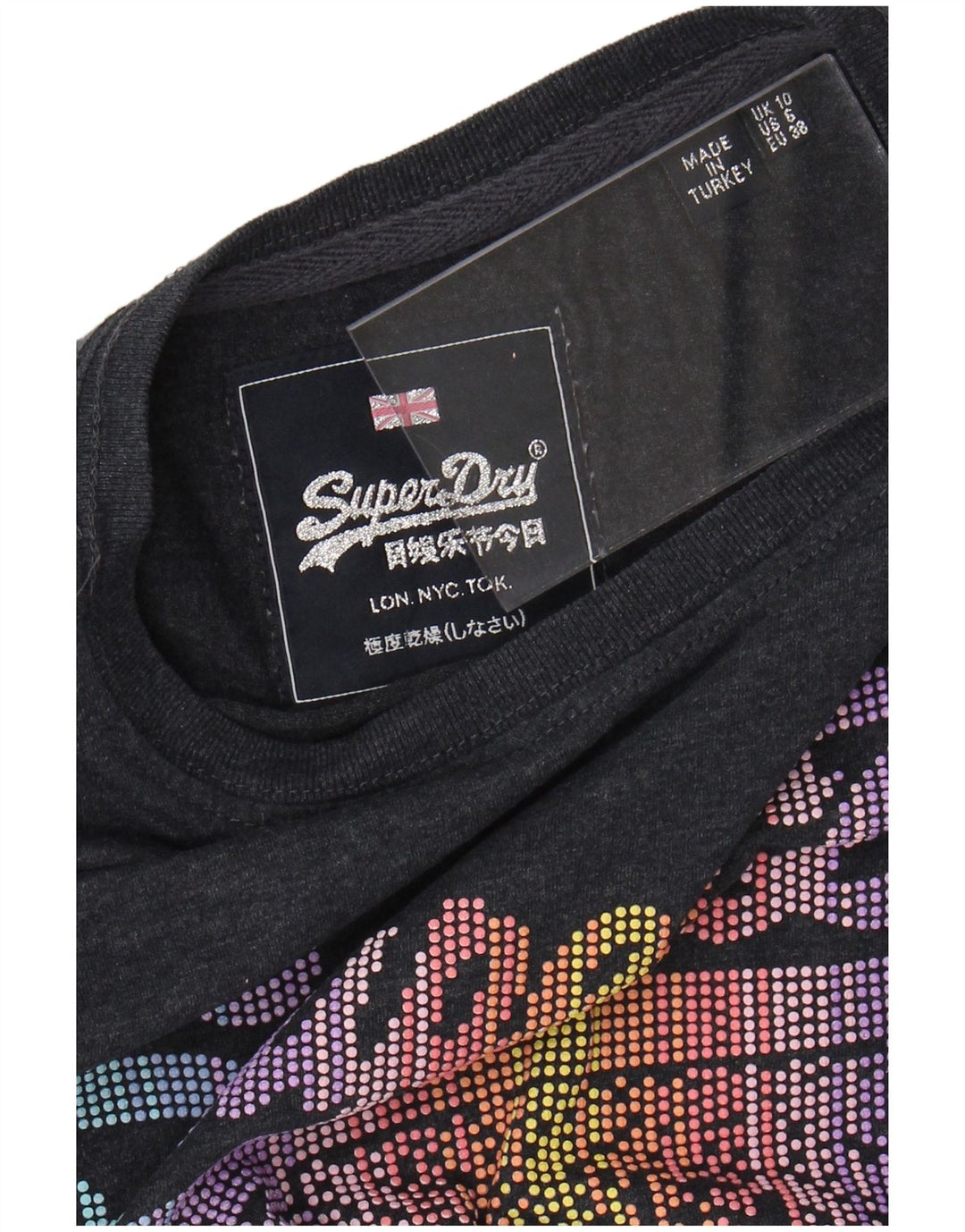 SUPERDRY Grafik-T-Shirt-Oberteil für Damen, UK 10, Größe S, Grau