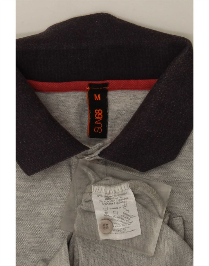 Sun68 Herren-Poloshirt aus mittelgrauer, gestreifter Baumwolle