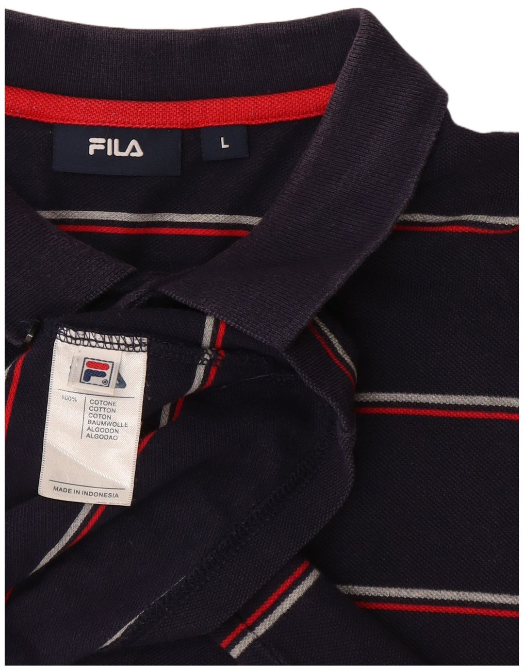 Fila Herren-Poloshirt, groß, marineblau, gestreift, Baumwolle