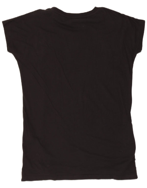 Reebok Damen Übergroßes Grafik-T-Shirt-Oberteil UK 12/14 Medium Schwarz