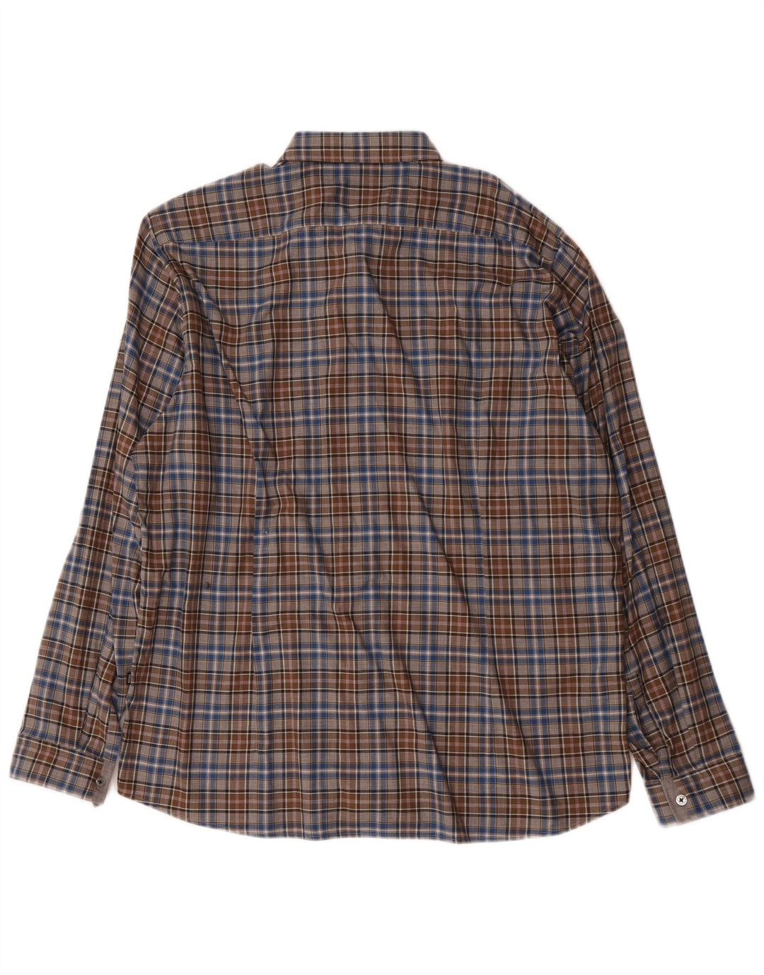 Hugo Boss Herren-Hemd mit normaler Passform, XL, braun kariert, Baumwolle