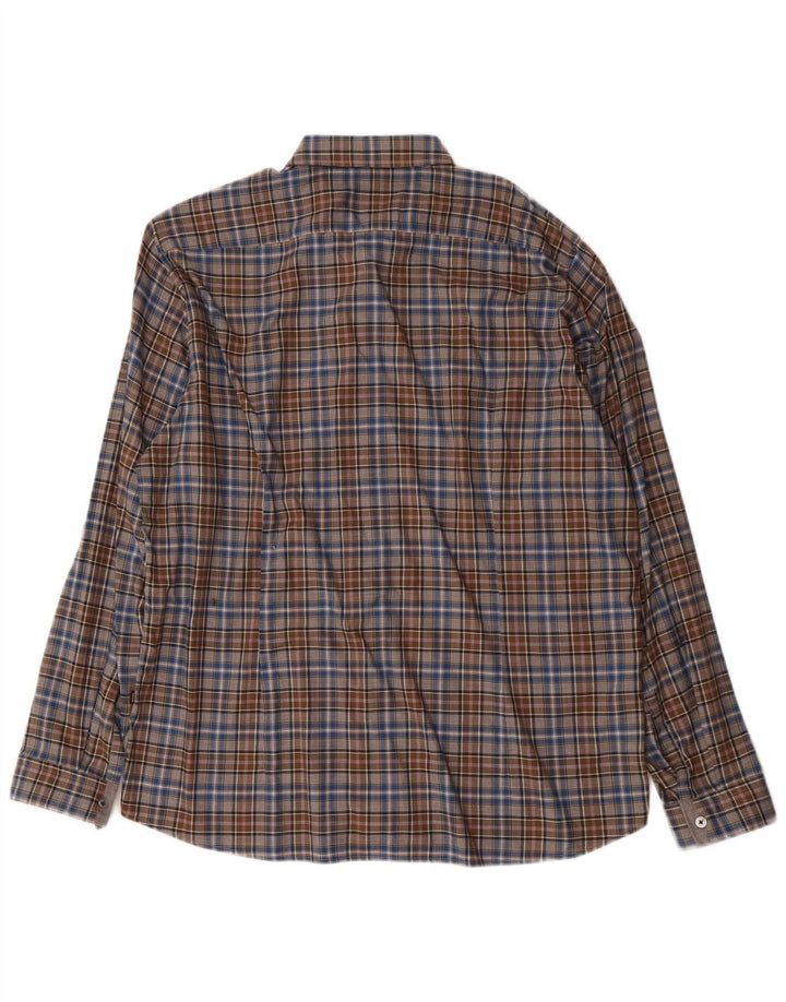 Hugo Boss Herren-Hemd mit normaler Passform, XL, braun kariert, Baumwolle