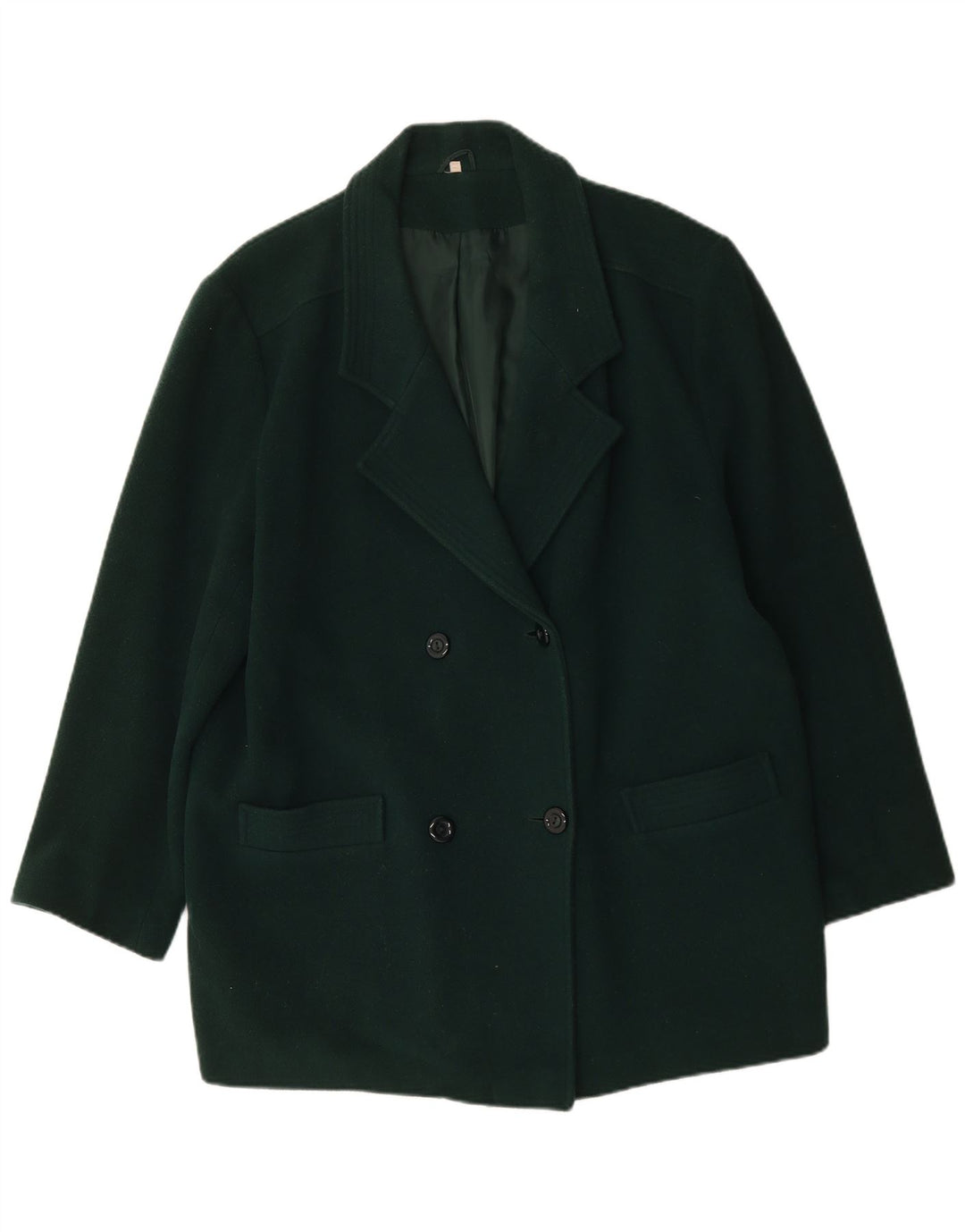 Vintage Damen Übergroßer Doppelbrustmantel UK 18 XL Grüne Schurwolle