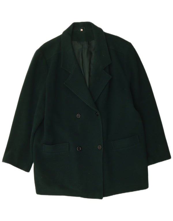 Vintage Damen Übergroßer Doppelbrustmantel UK 18 XL Grüne Schurwolle