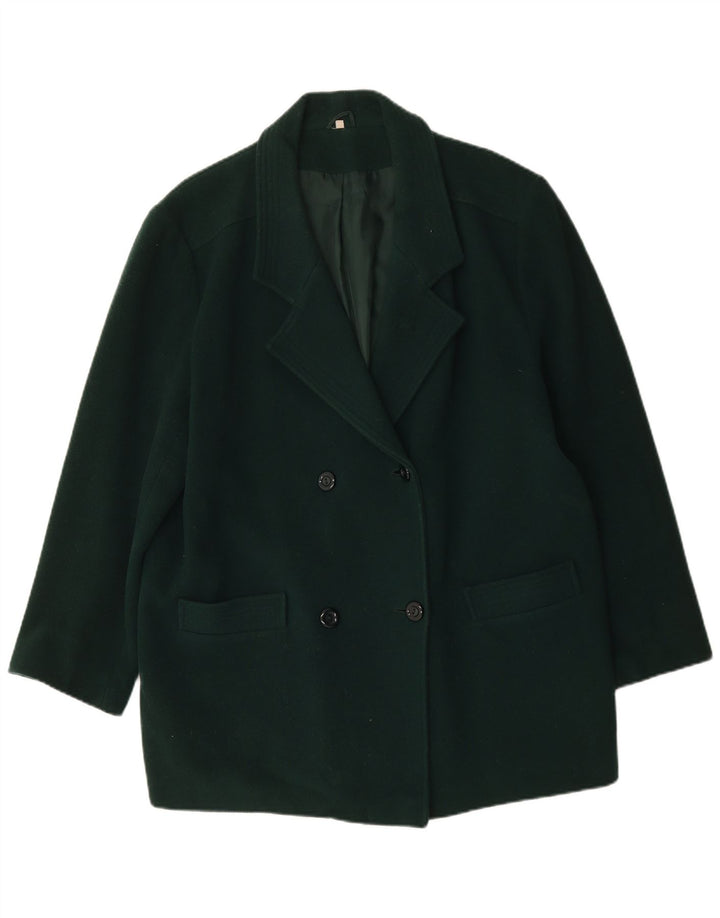 Vintage Damen Übergroßer Doppelbrustmantel UK 18 XL Grüne Schurwolle