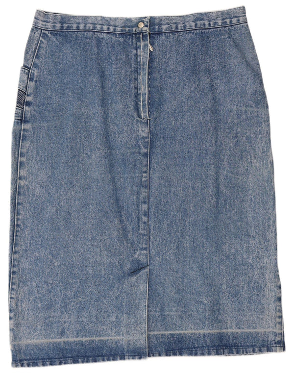 Vintage Damen Jeansrock IT 48 XL W34 Blau geblümte Baumwolle