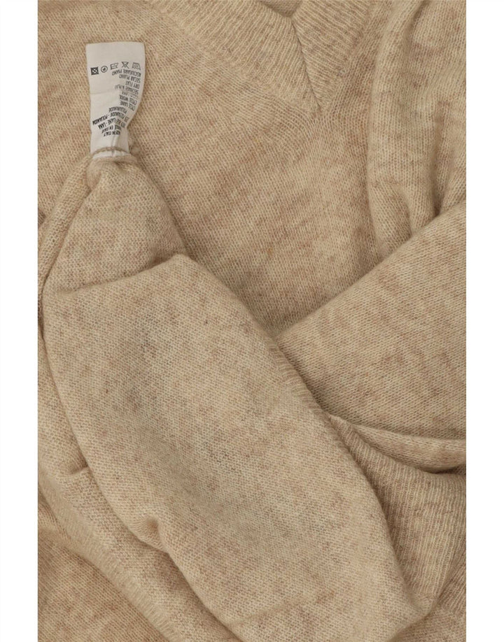 Vintage Herren-Pullover mit V-Ausschnitt, große beige gefleckte Wolle