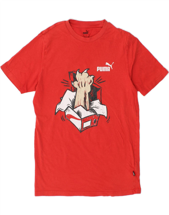 PUMA Mens Graphic T-Shirt Top Small Red Cotton Vintage Puma and Second-Hand Puma from Messina Hembry 