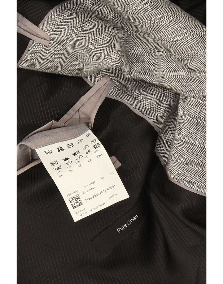 Hugo Boss Herren 2-Knopf-Blazerjacke EU 62 6XL Graues Leinen