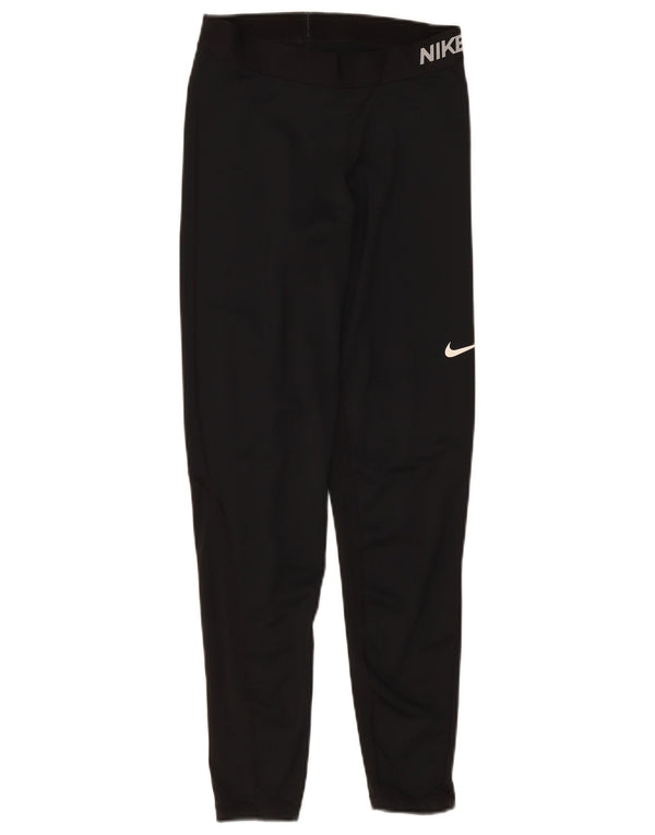 Nike Damen Dri Fit Graphic Leggings UK 12 Mittelschwarzes Polyester