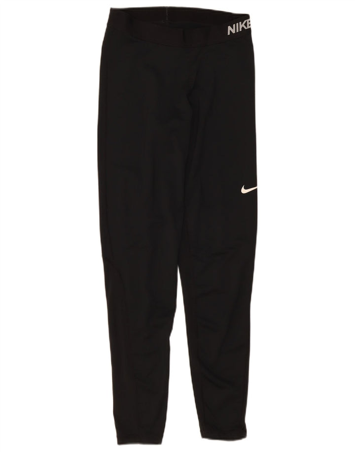 Nike Damen Dri Fit Graphic Leggings UK 12 Mittelschwarzes Polyester
