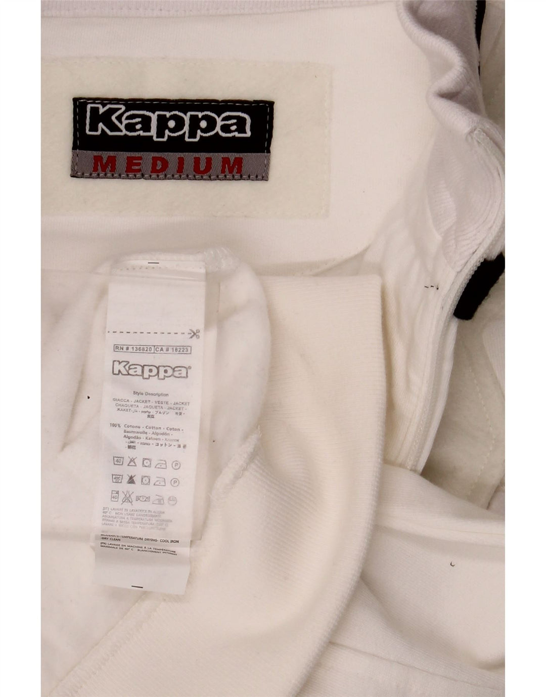 Kappa Damen-Trainingsanzug-Top-Jacke, UK 12, mittelweiße Baumwolle