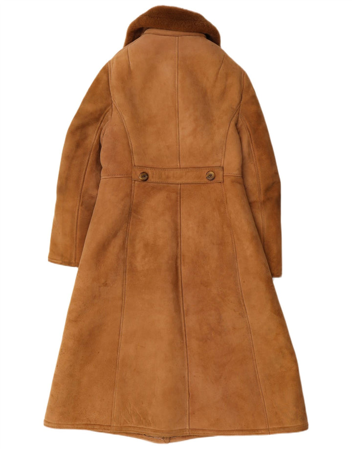 Julian Vard Damen Lammfellmantel UK 12 Mittelbraunes Leder
