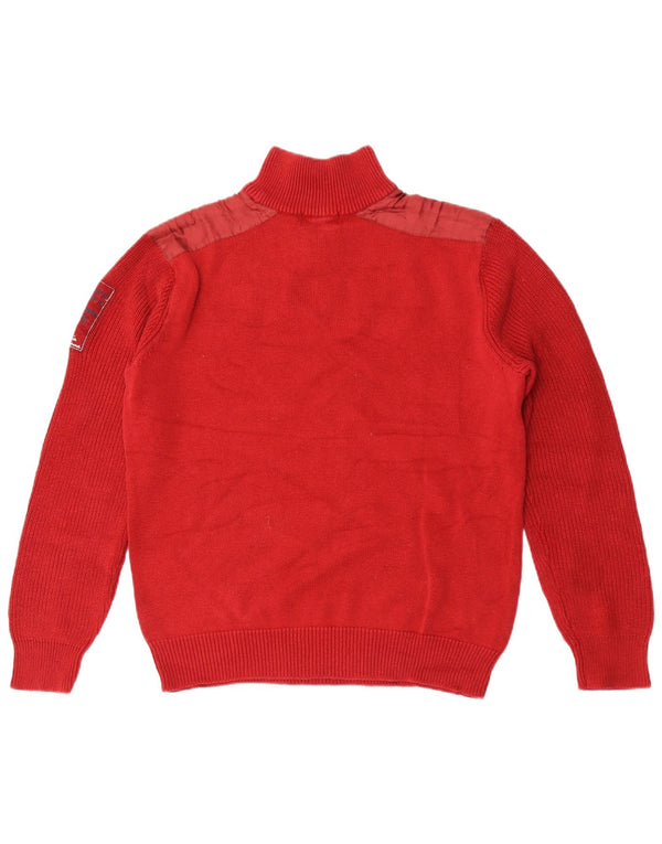 Marina Militare Damen-Pullover mit grafischem Reißverschluss und Kragen, UK 18, XL, rote Baumwolle