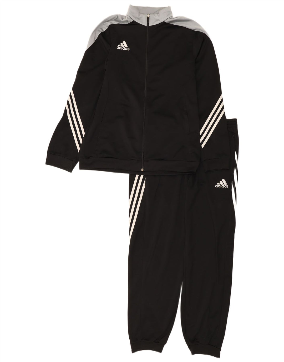Adidas Herren-Trainingsanzug, groß, schwarzes Farbblock-Polyester