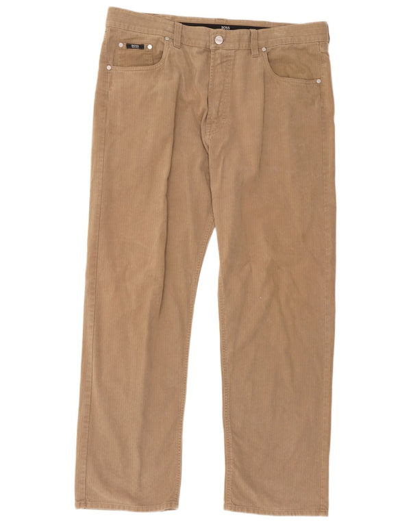 Hugo Boss Herren gerade Freizeithose W40 L32 Beige Baumwolle
