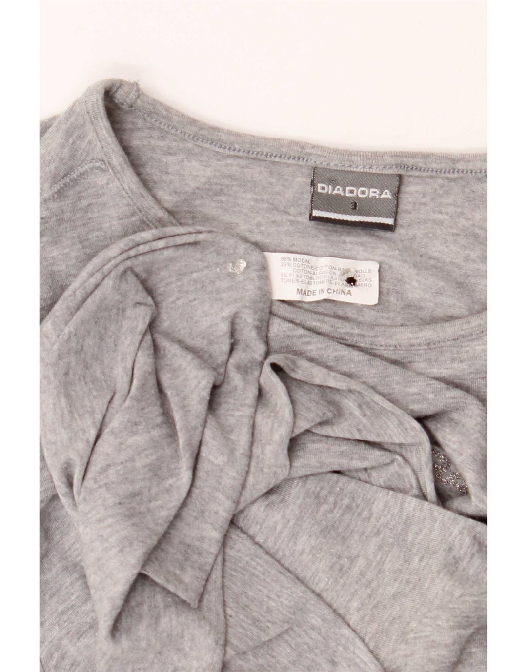 Diadora Damen T-Shirt Top US 3 Small Grau Modal