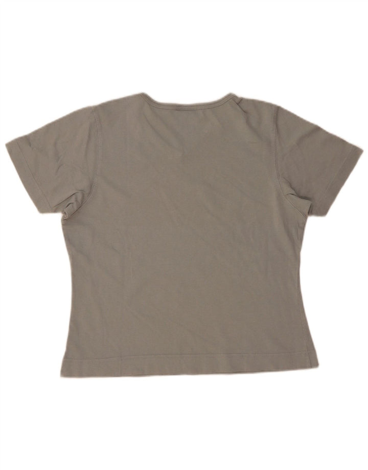 Adidas Damen T-Shirt Top UK 12 Mittelgraue Baumwolle