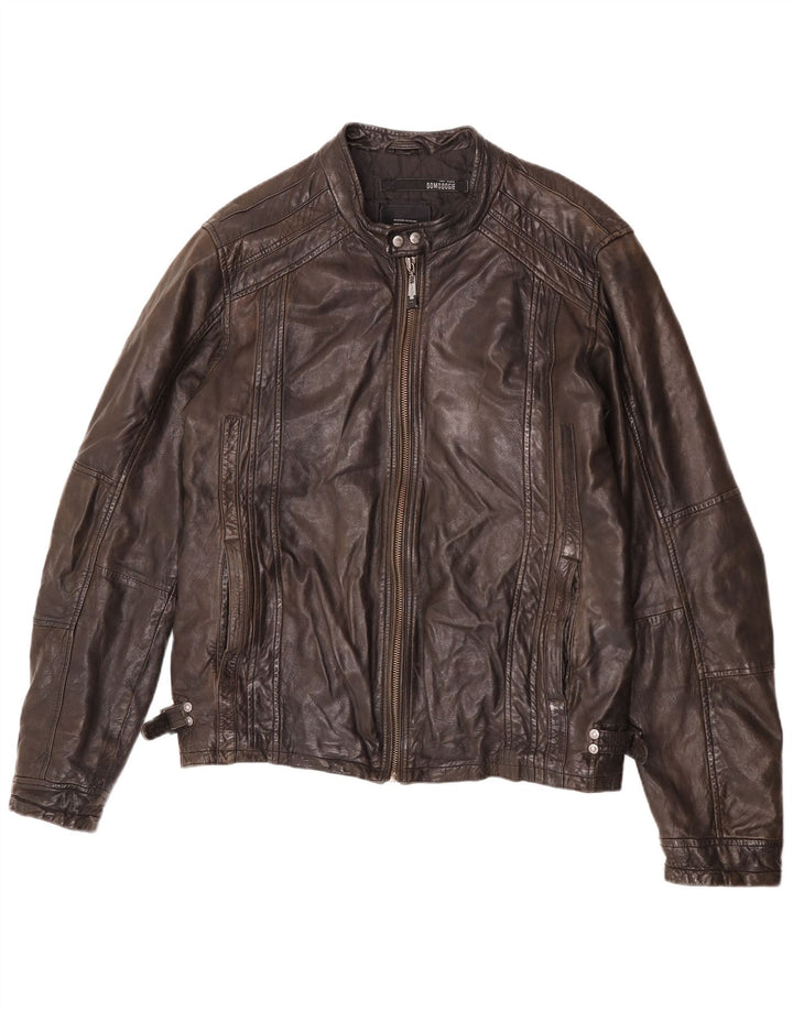 Bomboogie Herren Leder Racer Jacke UK 42 XL Braunes Leder