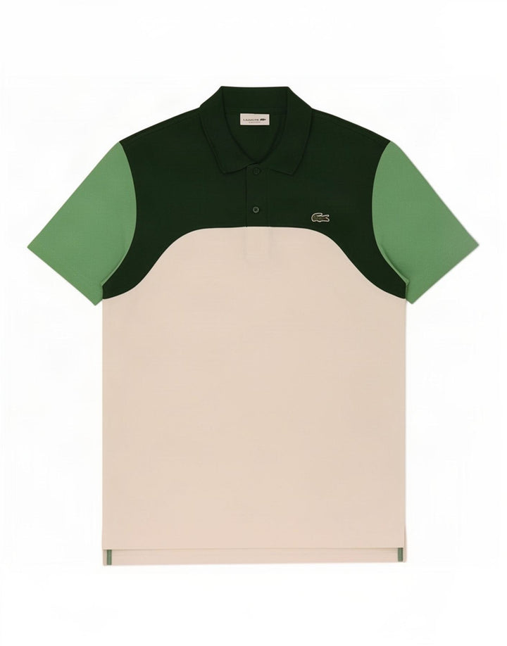 Lacoste Herren-Poloshirt mit normaler Passform, Mittelgrün, Farbblock