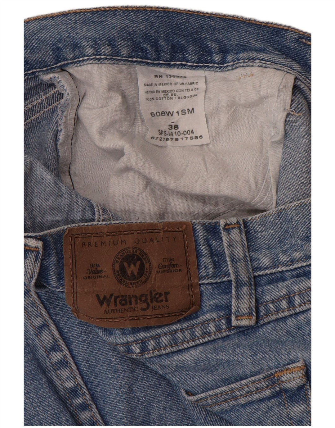 WRANGLER Herren Jeansshorts W38 XL Blaue Baumwolle