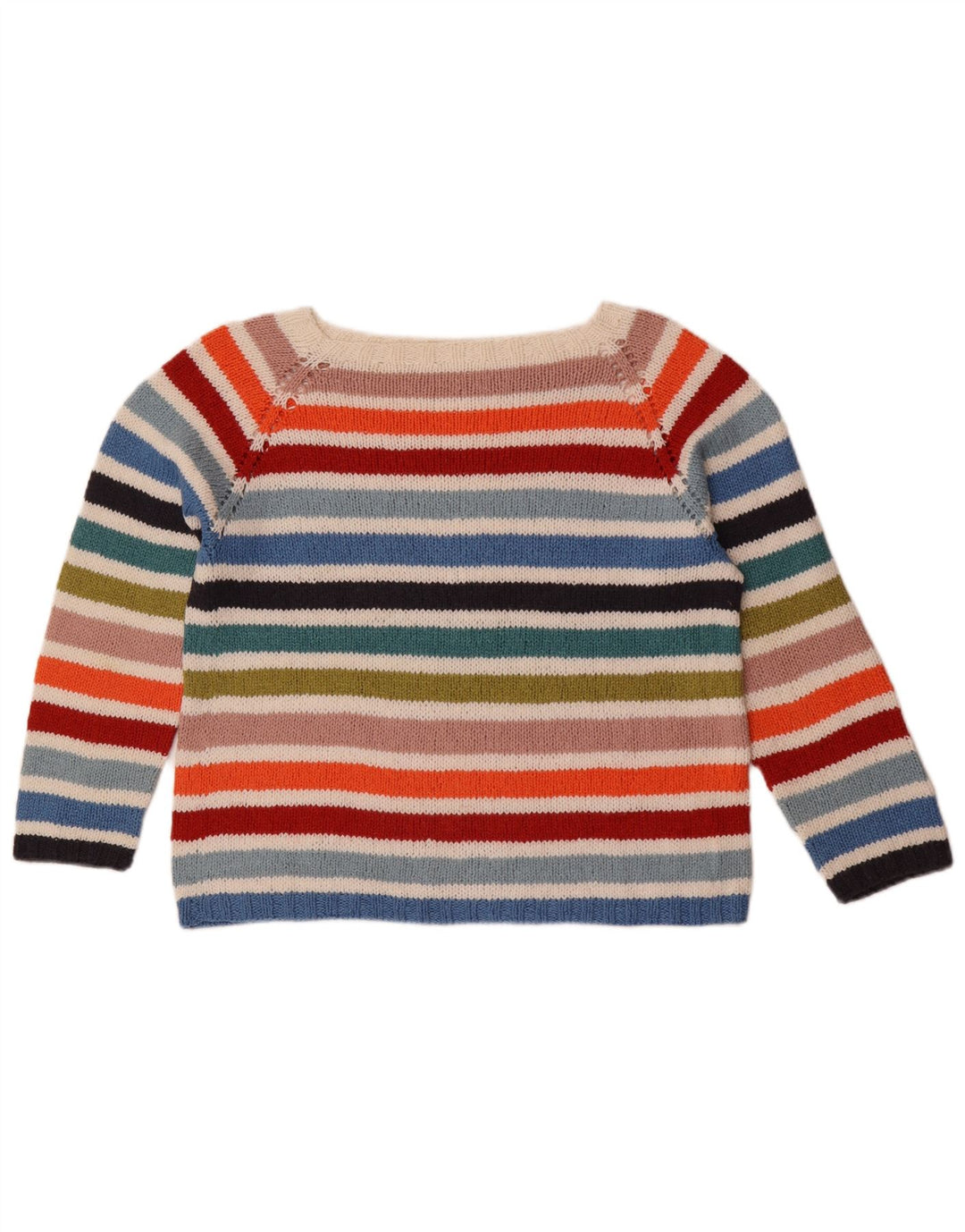 Vintage Damen Pullover mit U-Boot-Ausschnitt, UK 14, mittelmehrfarbig gestreift