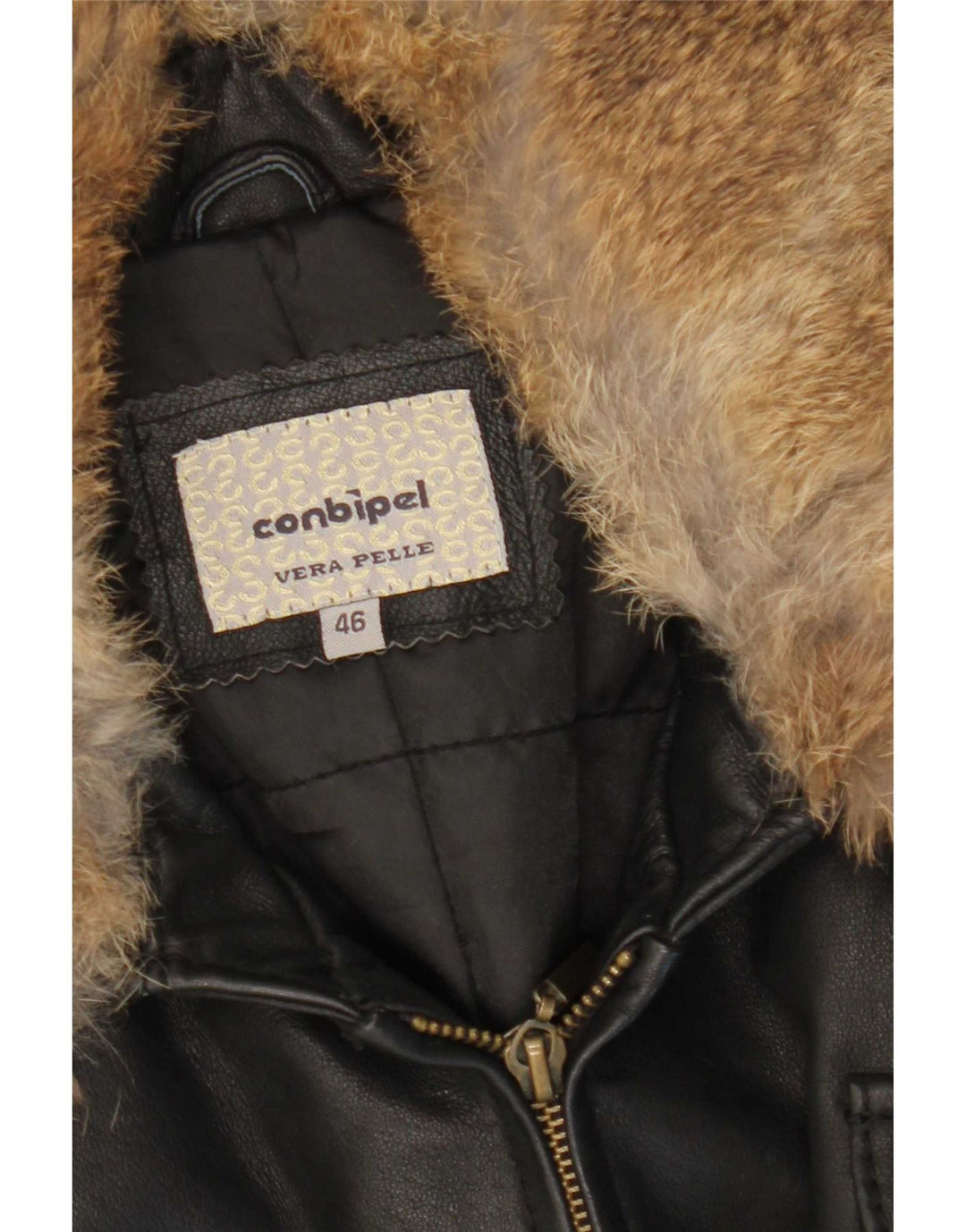 Conbipel Damen Lederjacke IT 46 Großes schwarzes Leder