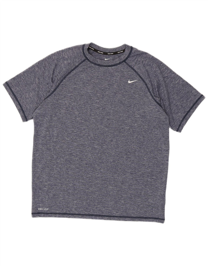 Nike Herren Dri Fit T-Shirt-Oberteil, großes Marineblau meliertes Polyester