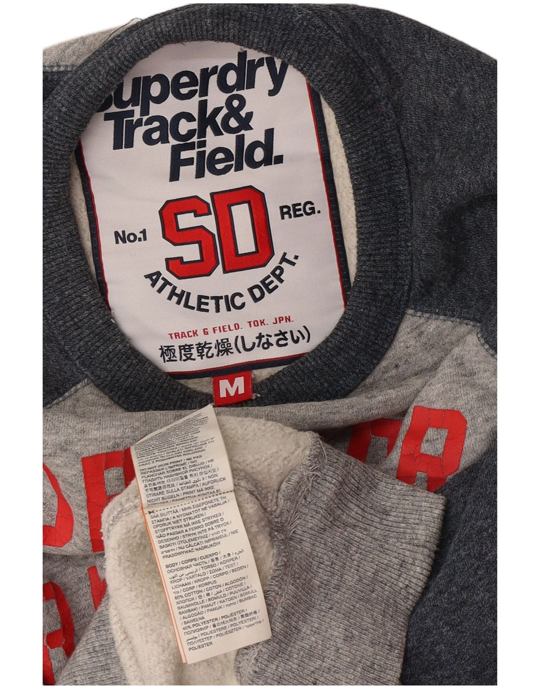 Superdry Herren Grafik-Sweatshirt-Pullover aus mittelgrauer Colourblock-Baumwolle
