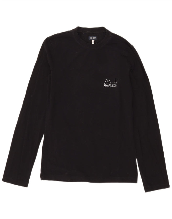 Armani Jeans Herren Graphic Top Langarm Mittelschwarz Baumwolle