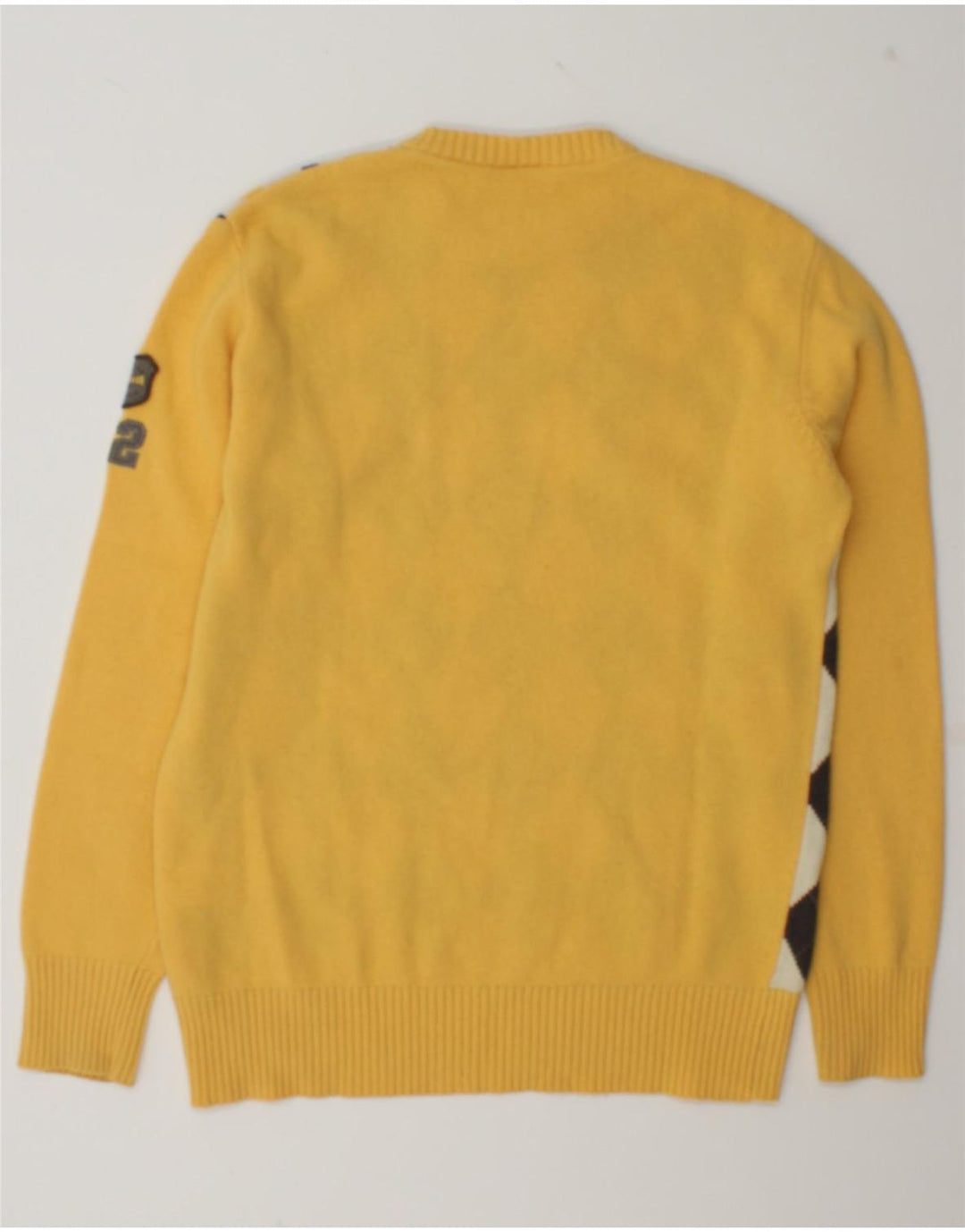 Tom Tailor Herren-Pullover mit Rundhalsausschnitt, groß, gelbe Argyle-/Diamantwolle