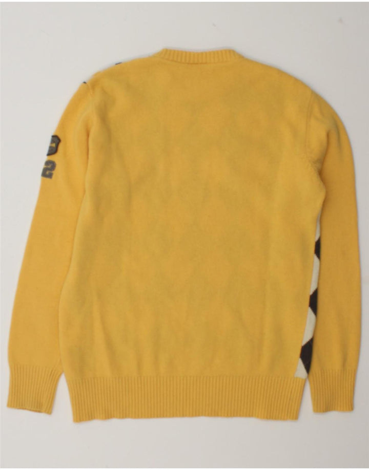 Tom Tailor Herren-Pullover mit Rundhalsausschnitt, groß, gelbe Argyle-/Diamantwolle