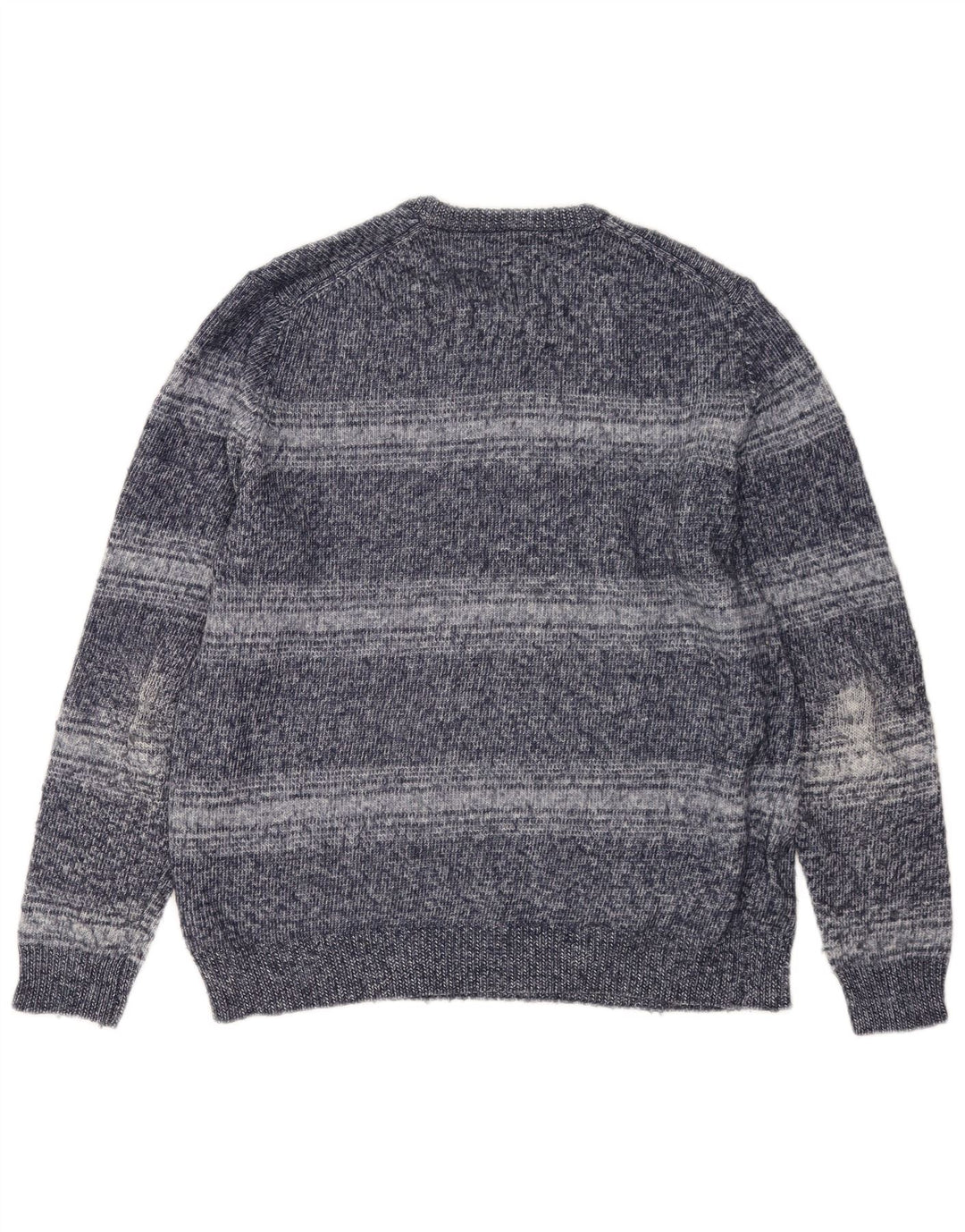 Marks & Spencer Herren-Pullover mit Rundhalsausschnitt, groß, blau gestreift, Polyester