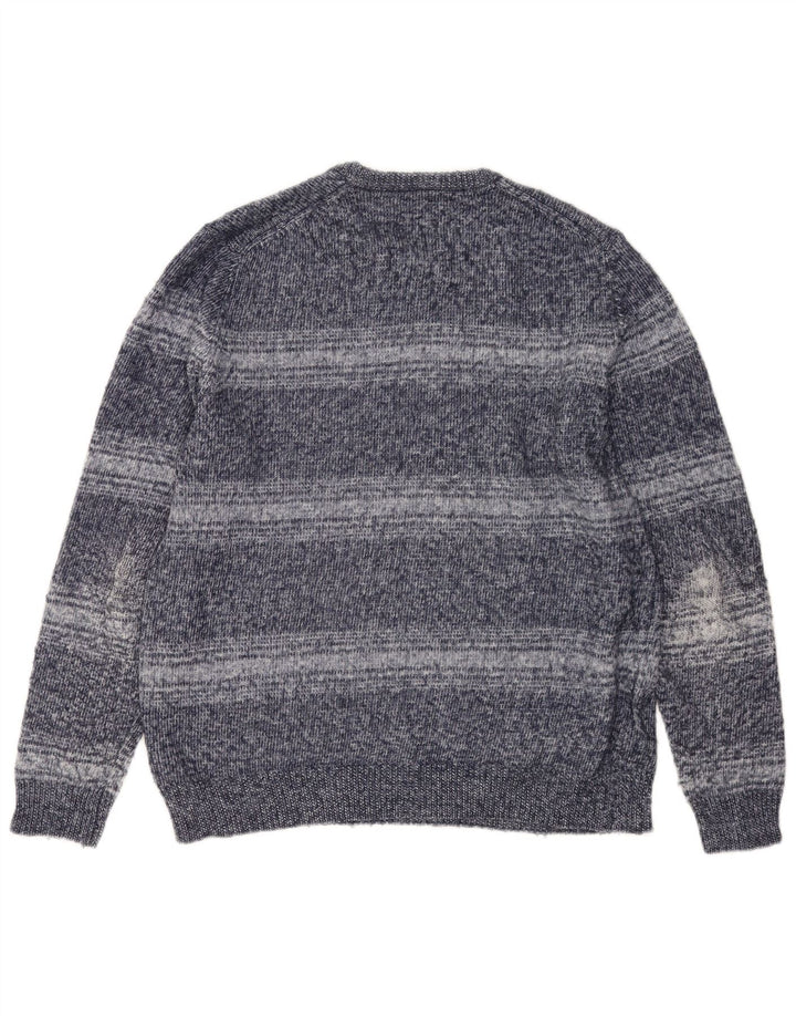 Marks & Spencer Herren-Pullover mit Rundhalsausschnitt, groß, blau gestreift, Polyester