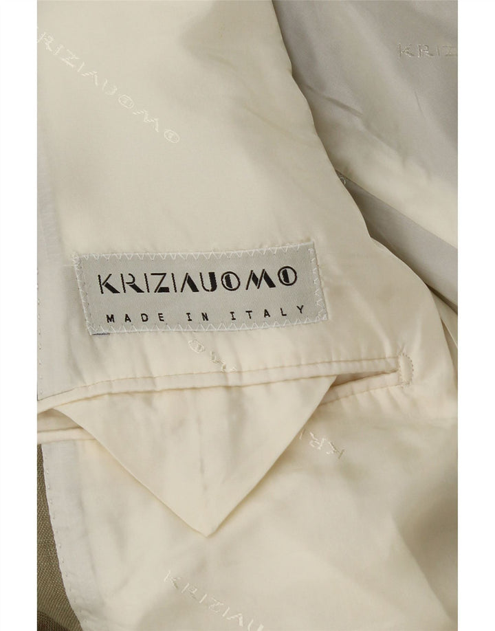Krizia Herren-Blazer mit 3 Knöpfen, UK 38, mittleres Khaki