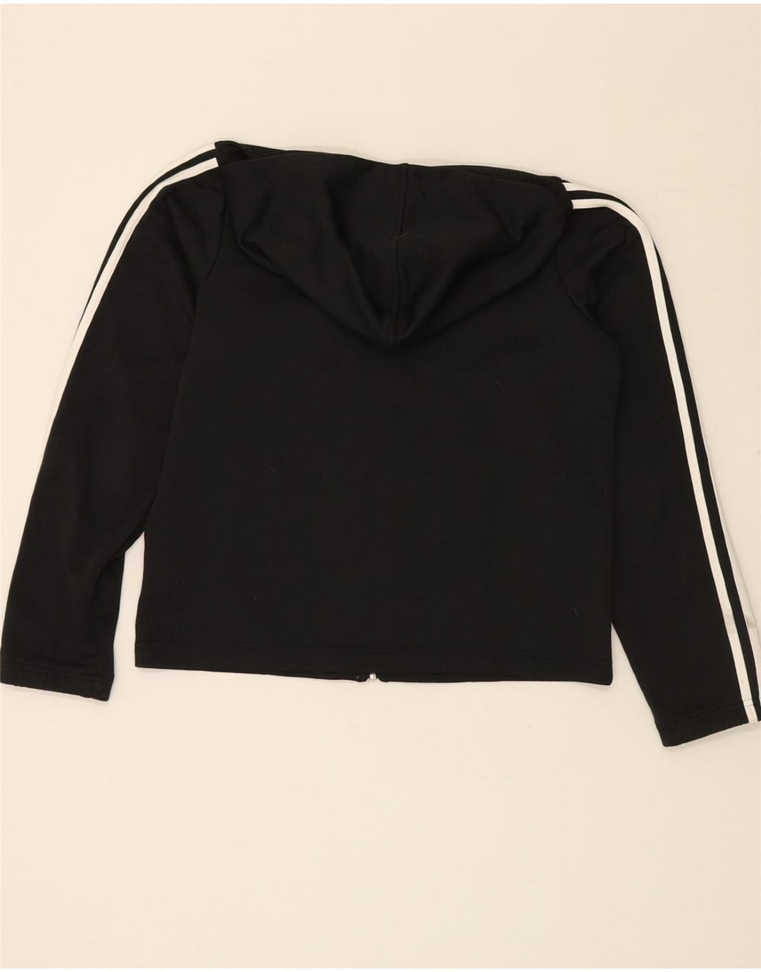 ADIDAS Womens Zip Hoodie Sweater UK 14 Large Black Polyester