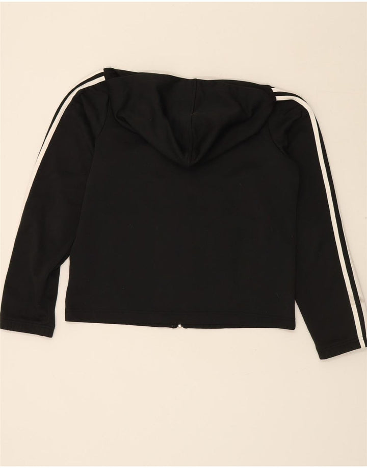 ADIDAS Womens Zip Hoodie Sweater UK 14 Large Black Polyester