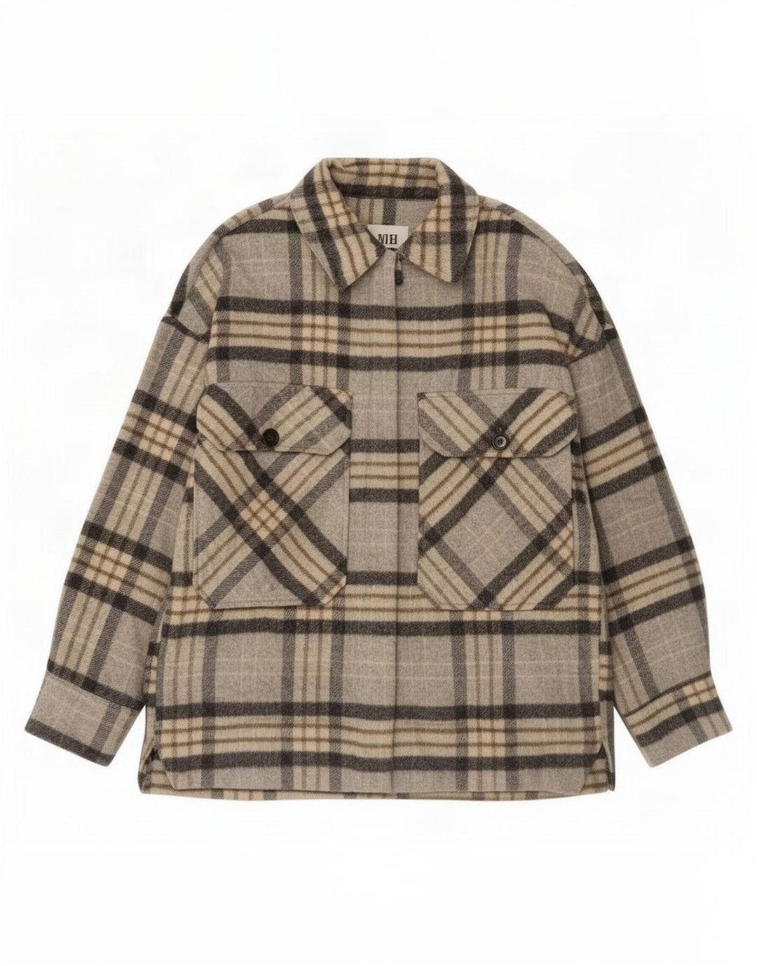 Zara Damen Shacket Jacke UK 14 Mittelgrau kariert