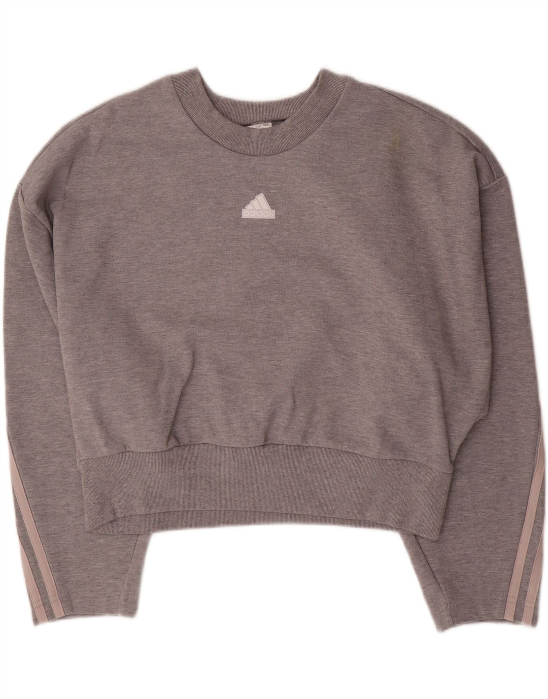 ADIDAS Womens Crop Oversized Sweatshirt Jumper UK 8/10 Small Grey Cotton