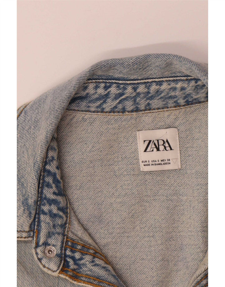 Zara Herren-Jeansjacke in Übergröße, Größe 36, Größe S, blau, Baumwolle