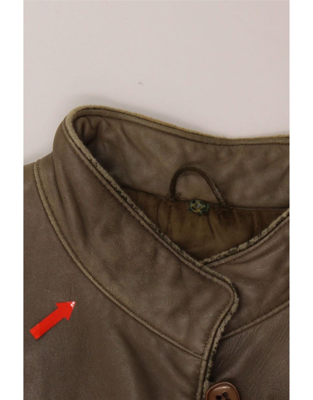 Vintage Damen Lederjacke IT 44 Medium Khaki Leder
