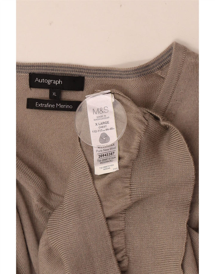 Marks & Spencer Herren Autograph Pullover mit V-Ausschnitt XL Beige Wolle