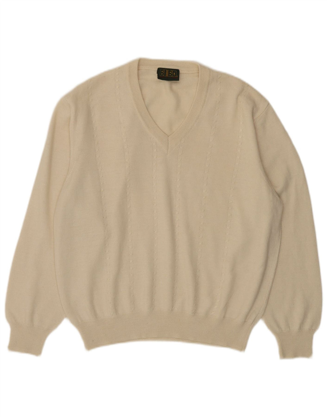 BIBO Damen-Pullover mit V-Ausschnitt IT 50 XL aus weißer Wolle