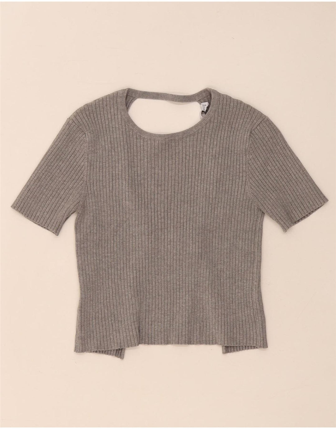 Zara Damen Crop Bluse Top UK 12 Mittelgrau