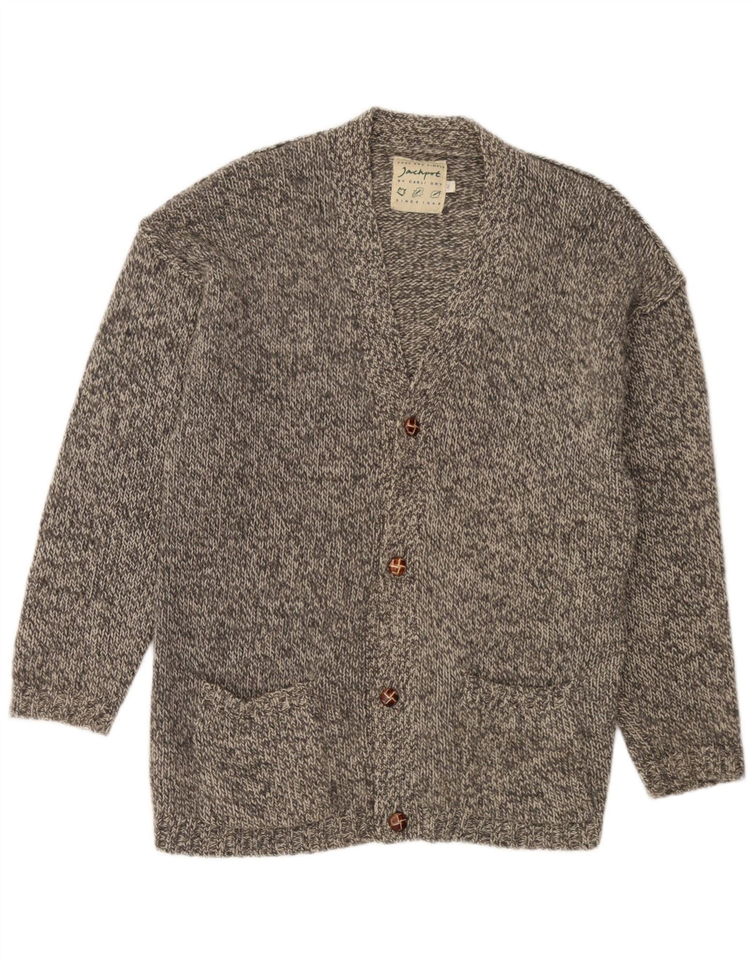 Jackpot Herren-Strickjacke, groß, grau gefleckt